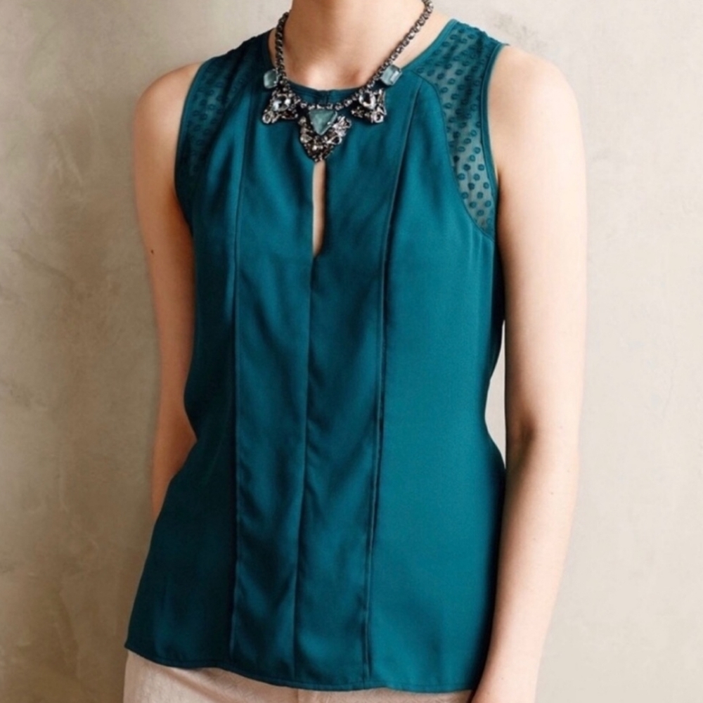 Maeve Anthropologie Teal Sleeveless Blouse